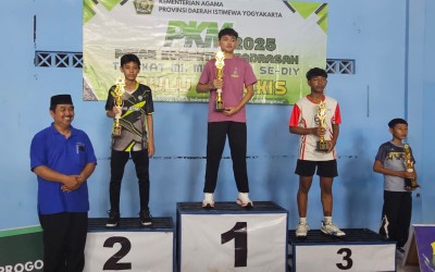Ketangkasan Atlet Muda MTsN 1 Yogyakarta di Lomba Bulu Tangkis PKM DIY 2025 Sabet Juara 2
